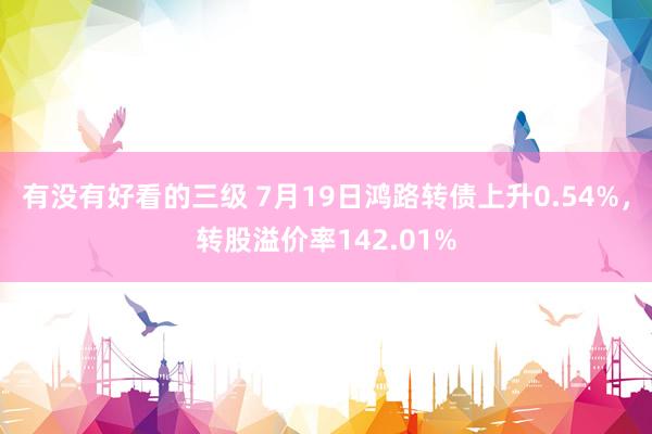 有没有好看的三级 7月19日鸿路转债上升0.54%，转股溢价率142.01%