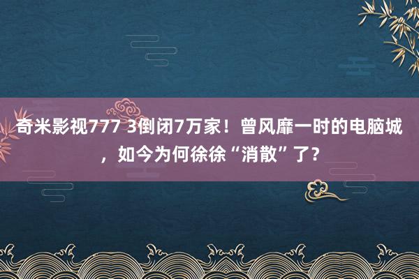 奇米影视777 3倒闭7万家！曾风靡一时的电脑城，如今为何徐徐“消散”了？