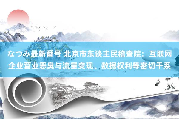 なつみ最新番号 北京市东谈主民稽查院：互联网企业营业恶臭与流量变现、数据权利等密切干系