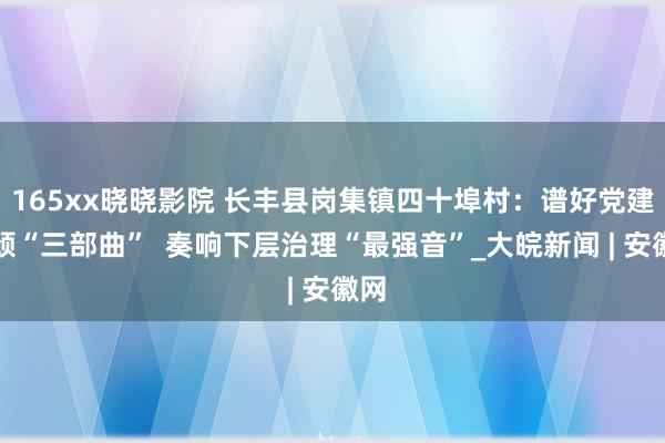 165xx晓晓影院 长丰县岗集镇四十埠村：谱好党建引颈“三部曲”  奏响下层治理“最强音”_大皖新闻 | 安徽网