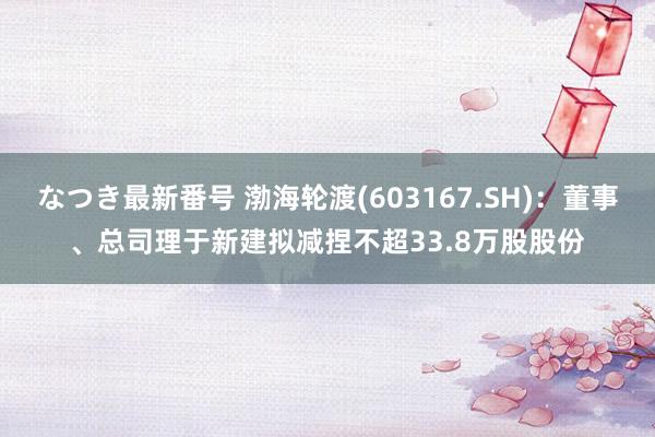 なつき最新番号 渤海轮渡(603167.SH)：董事、总司理于新建拟减捏不超33.8万股股份