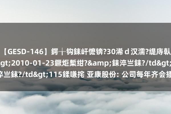 【GESD-146】鍔╁钩銇屽懡锛?30浠ｄ汉濡?缇庤倝銈傝笂銈?3浜?/a>2010-01-23鐝炬槧绀?&銇淬亗銇?/td>115鍒嗛挓 亚康股份: 公司每年齐会插足商量嘉会