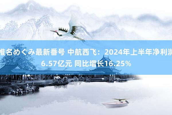 椎名めぐみ最新番号 中航西飞：2024年上半年净利润6.57亿元 同比增长16.25%