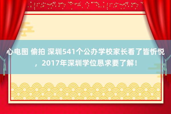 心电图 偷拍 深圳541个公办学校家长看了皆忻悦，2017年深圳学位恳求要了解！