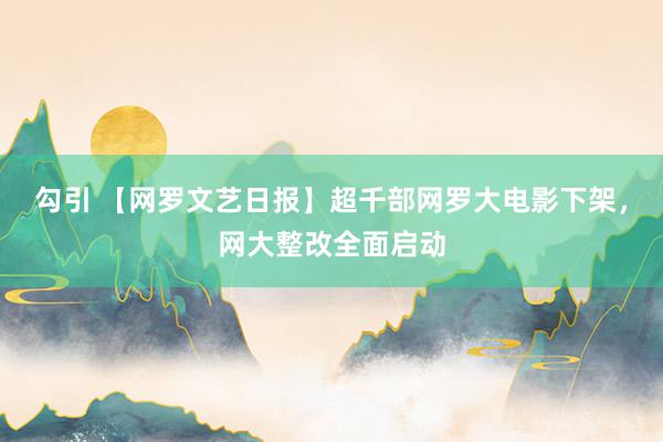 勾引 【网罗文艺日报】超千部网罗大电影下架，网大整改全面启动