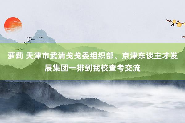 萝莉 天津市武清戋戋委组织部、京津东谈主才发展集团一排到我校查考交流