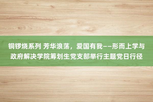 铜锣烧系列 芳华浪荡，爱国有我——形而上学与政府解决学院筹划生党支部举行主题党日行径